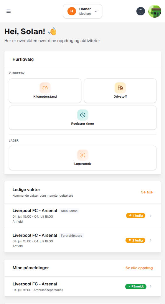 VOLU mobil dashboard