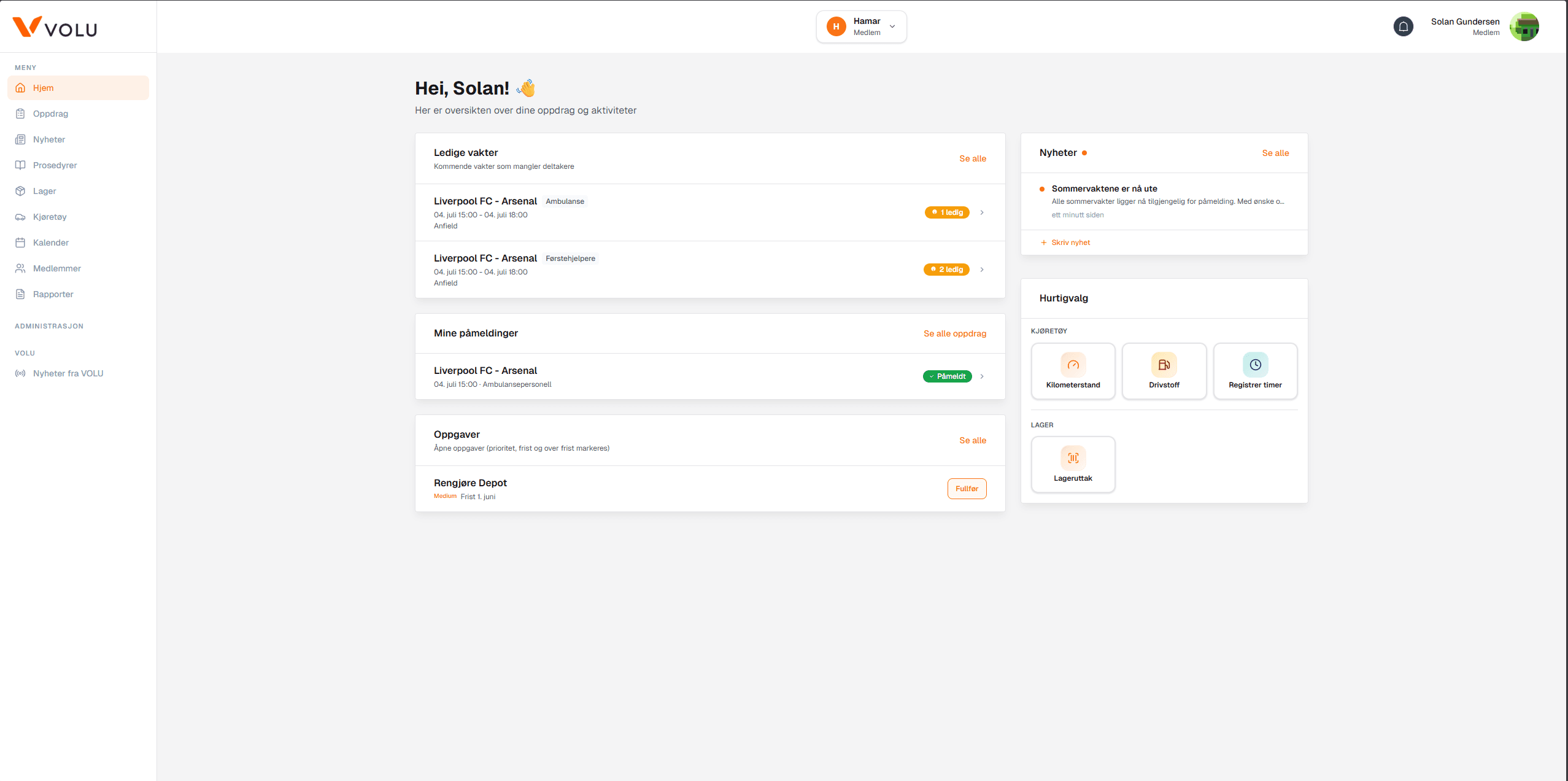 VOLU dashboard for ledelse og operativ oversikt