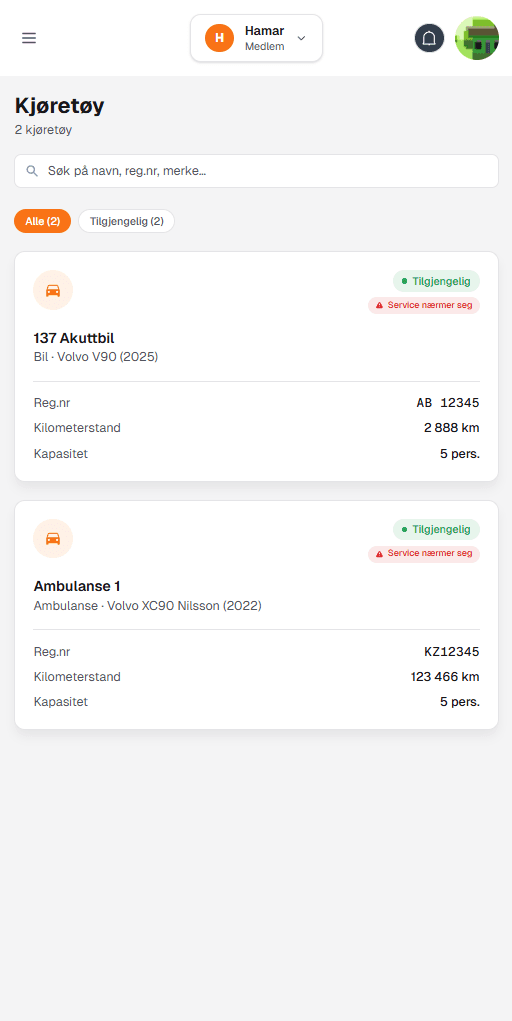 VOLU mobil kjøretøyvisning